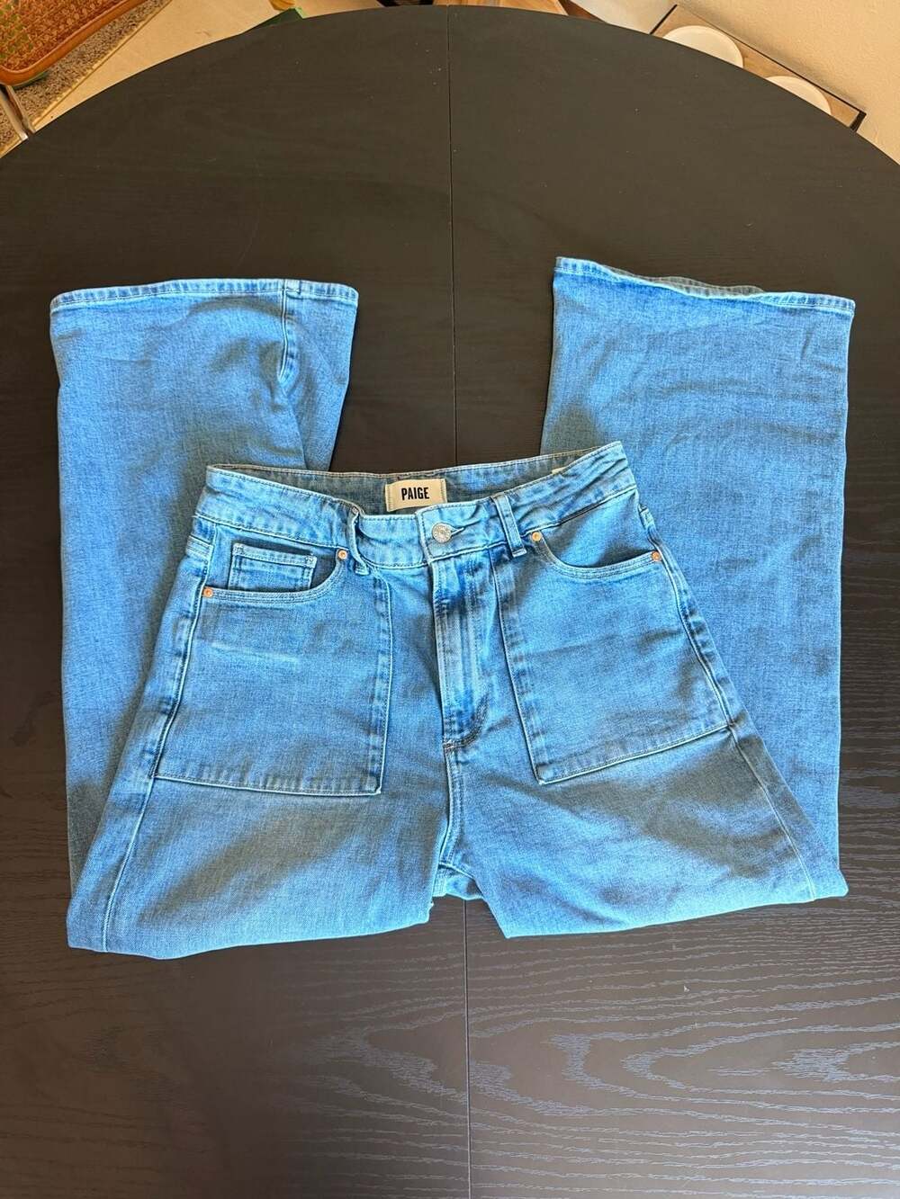 PAIGE Anessa High Rise Patch Pocket Crop Wide Leg Jeans